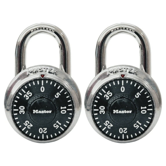 Master Lock 3-Digit Combination Padlock School and Gym Lock, Black, 2 pack