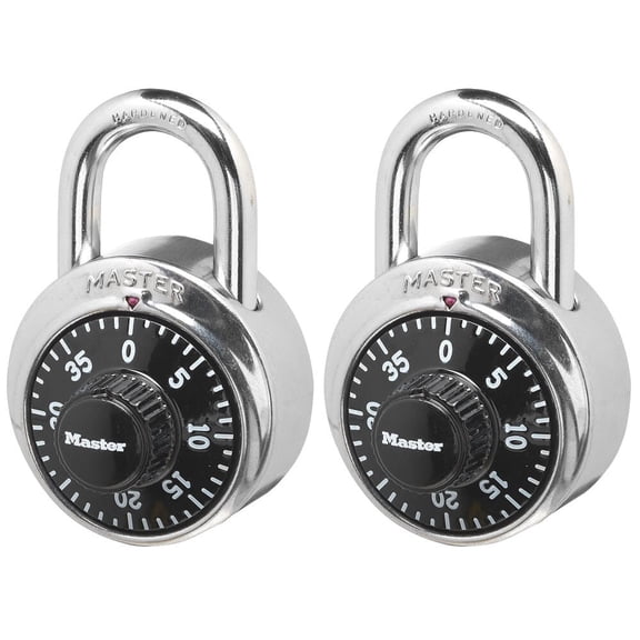 Master Lock 1500T 2 Pack Metal Body, hardened steel shackle Smooth Combination Padlock 2 Piece 2 Pack