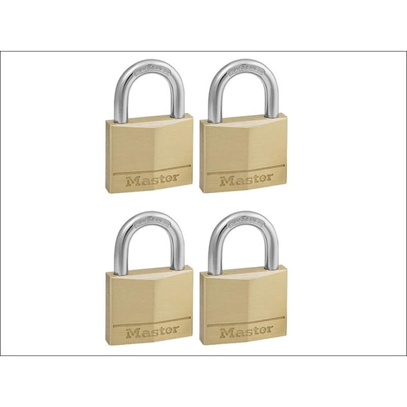 Master Lock - Solid Brass 40mm Padlock 4-Pin - Keyed Alike x 4