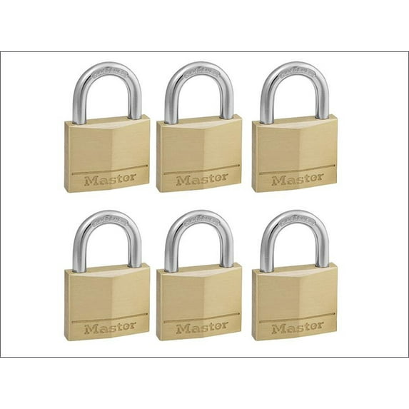 Master Lock - Solid Brass 40mm Padlock 4-Pin - Keyed Alike x 6