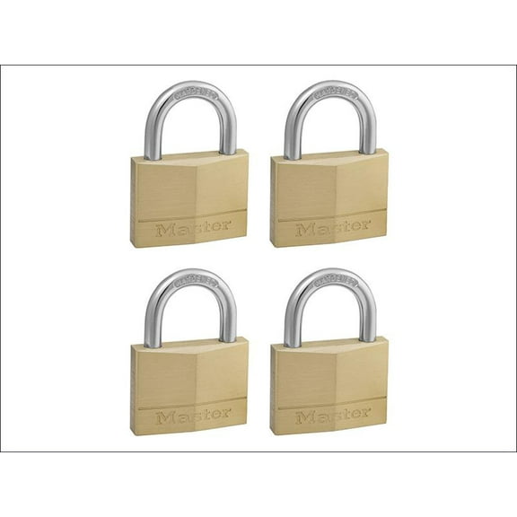 Master Lock - Solid Brass 50mm Padlock 5-Pin - Keyed Alike x 4