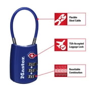 Master Lock TSA Approved 3 Dial Resettable Combination Luggage Lock, Color Variety