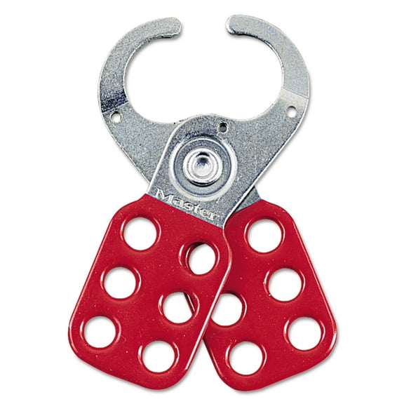 Master Lock Steel Lockout Hasp, Steel/Vinyl, 2 3/8", Red