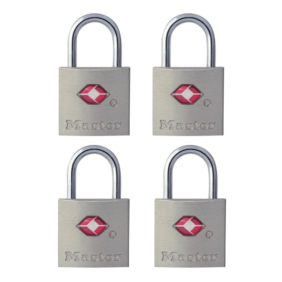 Master Lock TSA Approved Keyed Luggage Locks, 4 Pack, Solid Metal Body