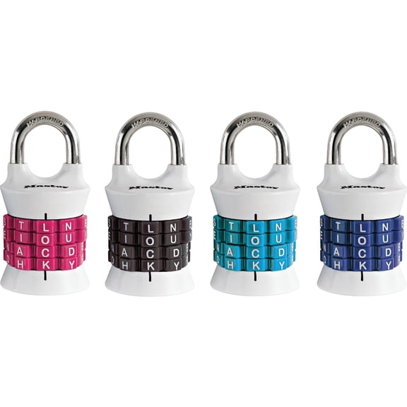 Master Lock Word Combination Lock, Set Your Own Word Letter Lock for Gym and School Lockers, Indoor Combo Padlock, Colors May Vary, 1535DWD