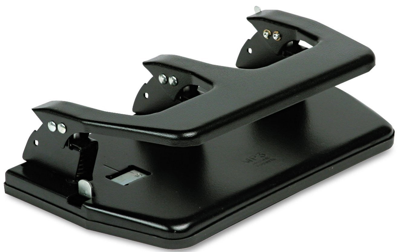 Master MP3 20-Sheet Three-Hole Punch, Oversized Handle, 9/32-Inch Holes, Heavy-Duty Steel, Black