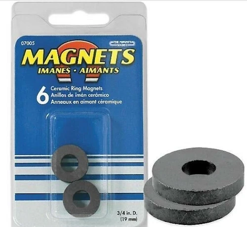 Master Magnetic 07005 Pack Of Six (6) Ceramic Magnetic Rings 3/4 Dia X 1/8 Thick