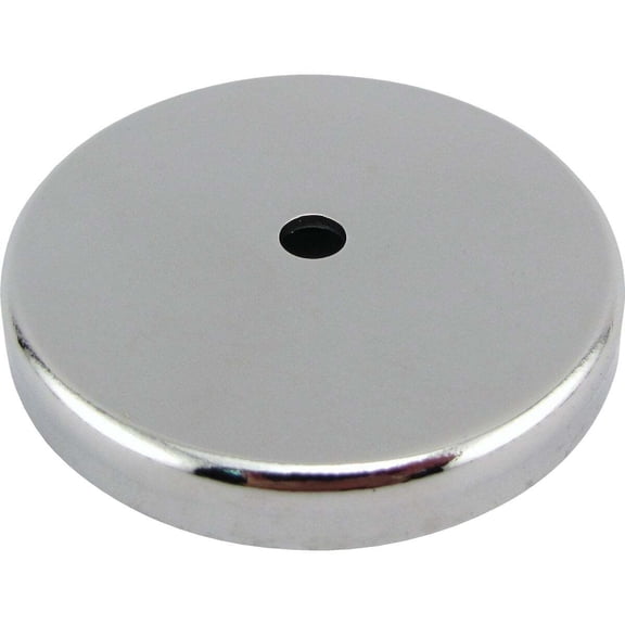 Master Magnetics Heavy-Duty Ceramic Round Base Magnet - 2.618'' Diameter, 0.375'' Thick, 0.275'' Dia. Hole, 65lb. Pull, Chrome, 07222