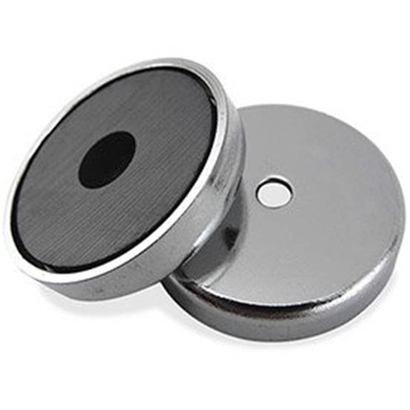 Master Magnetics B1798402 Ceramic Round Base Magnet - 16 lbs Pull, Silver & Black