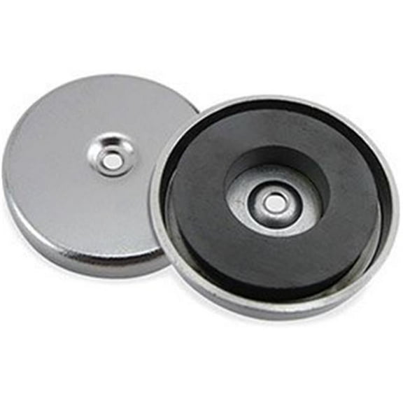 Master Magnetics B1798401 Ceramic Round Base Magnet - 12 lbs Pull, Silver & Black