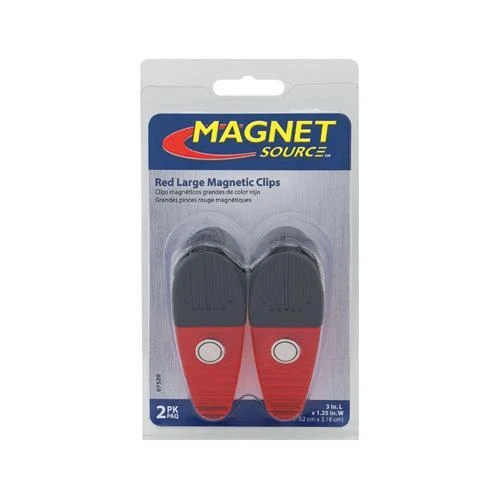 Master Magnetics Magnetic Clips, Large, Red, 2-Pk.