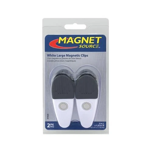 Master Magnetics Magnetic Clips, Large, White, 2-Pk.