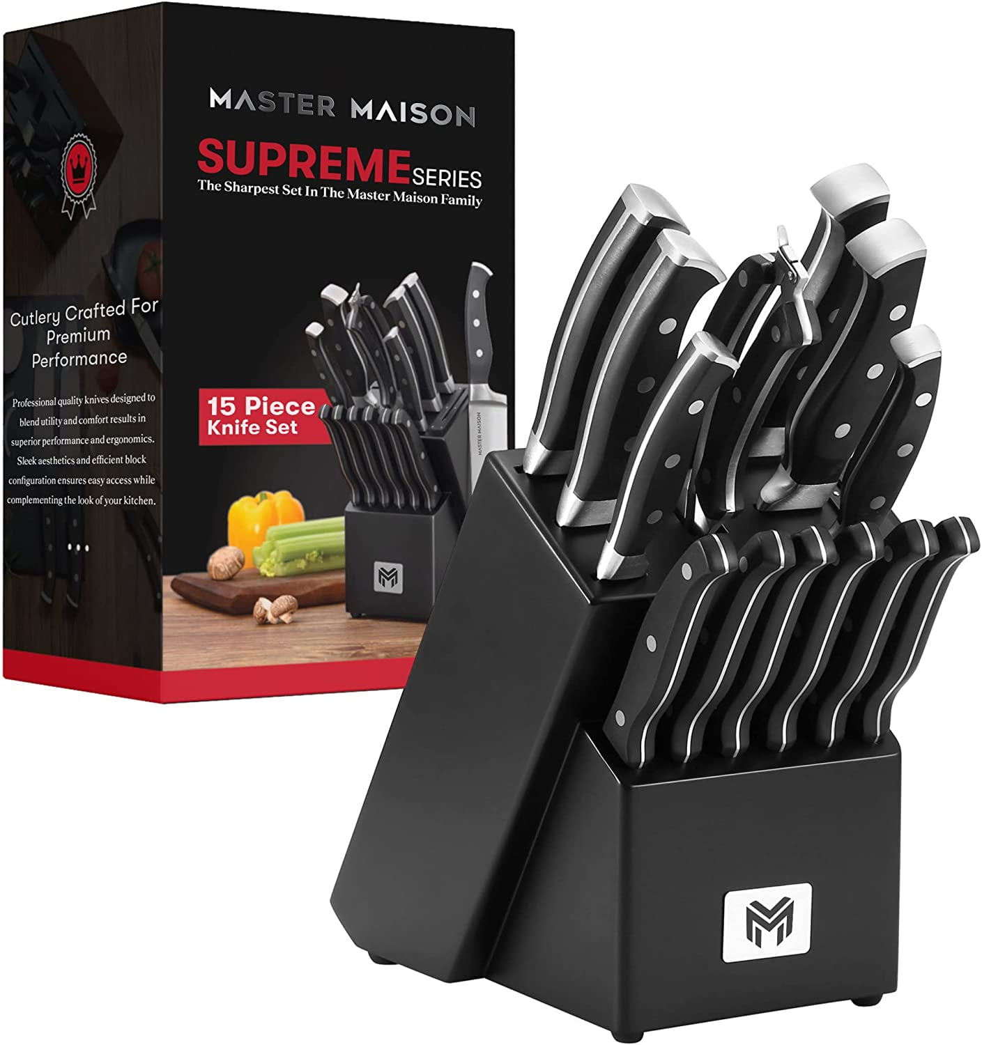 Master Maison 8-Piece 4.5 Premium Steak Knife Set | 8 German Stainless  Steel Non Serrated Steak Knives + Kitchen Storage Gift Box | Anti-Fatigue
