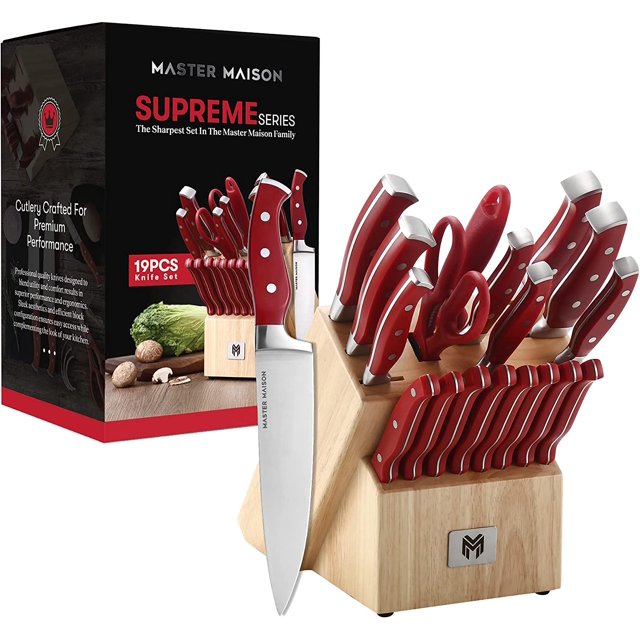 Master Maison 19Piece Premium Kitchen Knife Set With Block Master