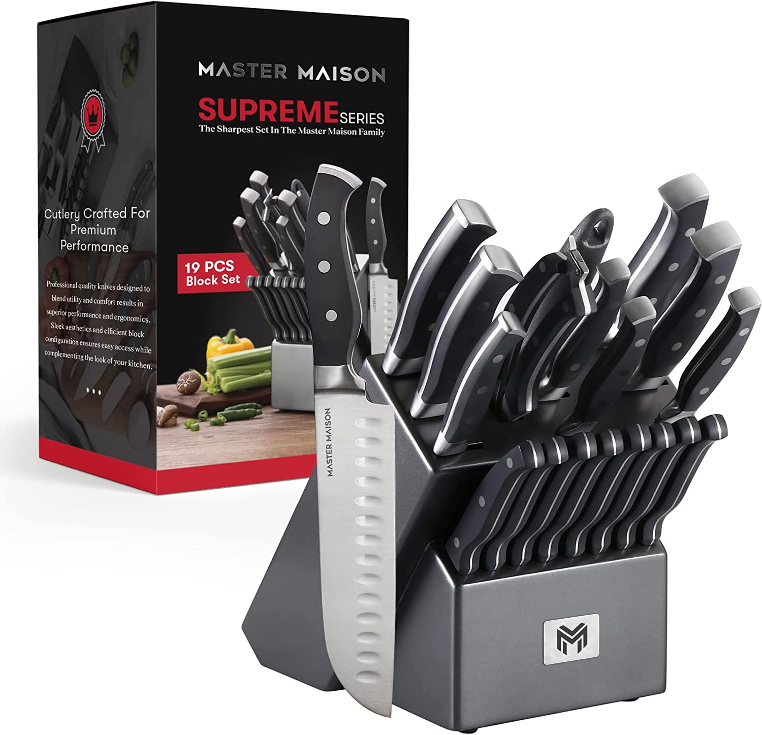 Master Maison 15-Piece Premium Kitchen Knife Set - Silver