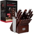 thumbnail image 1 of Master Maison 19-Piece Premium Kitchen Knife Set With Wooden Block | Master Maison German Stainless Steel Cutlery With Knife Sharpener & 8 Steak Knives (Walnut), 1 of 8