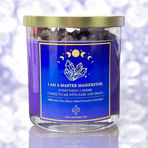 Master Manifestor Crystal Manifestation Candle - Manifestation Accelerator