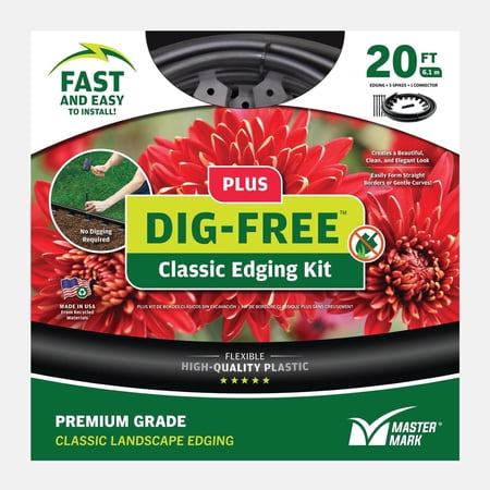 Master Mark Dig-Free Edging 20 ft Black Plastic Garden Border Edging
