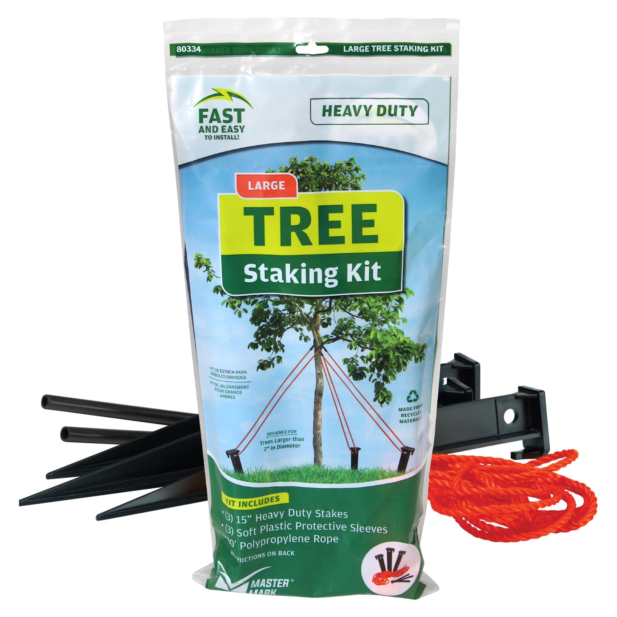 Heavy Duty Plastic Tree Staking Kit with Rope