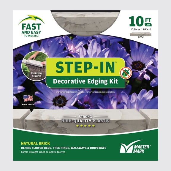 Master Mark Step-In 10 ft. x 1.5 in. Gray Brick Plastic Decorative Landscape Edging Kit (97710)