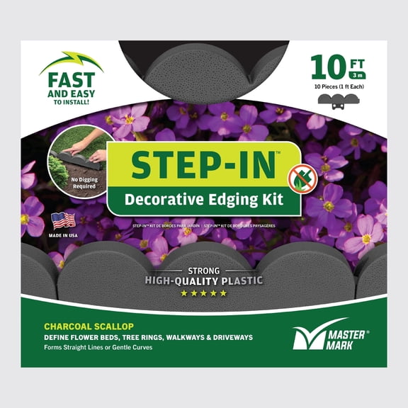 Master Mark Step-In 10 ft. x 2.75 in. Charcoal Scallop Plastic Decorative Landscape Edging (97310)
