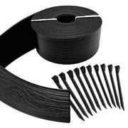 Master Mark Terrace Board Landscape Edging, Bender Board, Garden Edging Border (Black) Plastic 4 in. x 40 ft. with 10 Stakes
