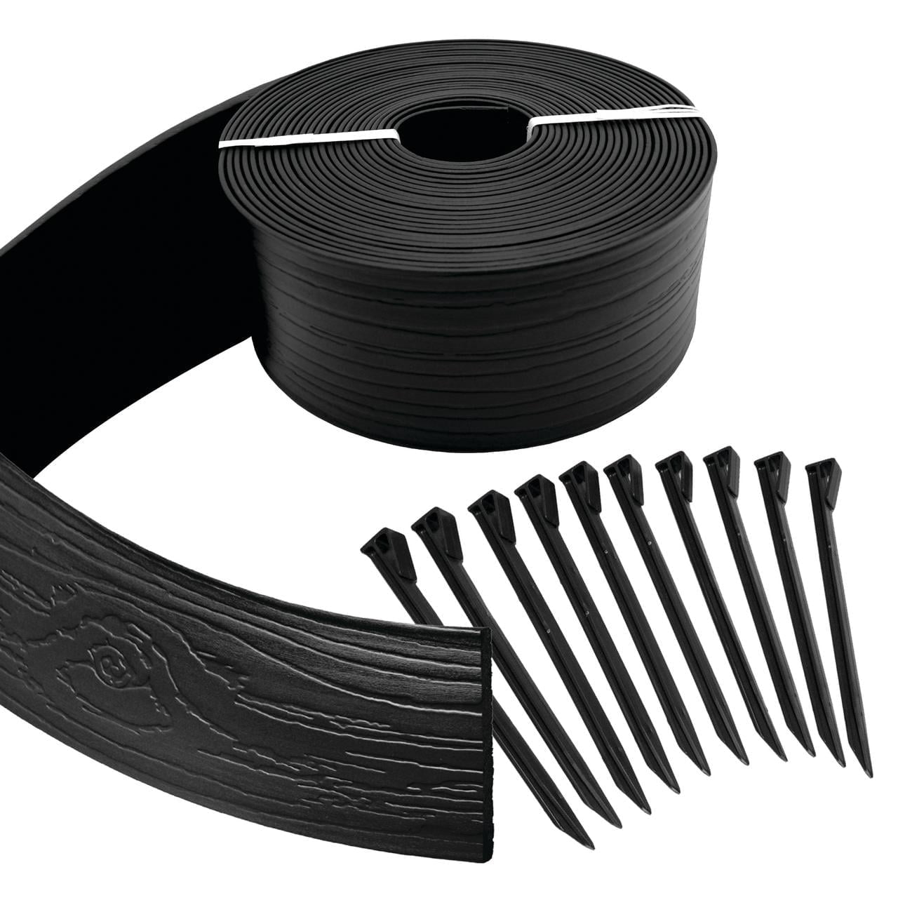 Master Mark 40 ft. Black Plastic Lawn Edging with Stakes