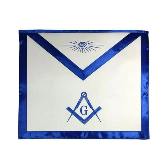 Master Mason Blue Lodge Apron – Blue Satin with Square & Compass G Emblem, Masonic Regalia with Adjustable Belt