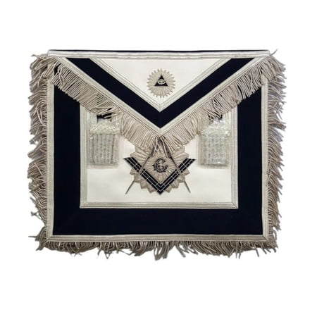 Master Mason Blue Lodge Apron – Navy Blue Hand Embroidery, Masonic Regalia with Adjustable Belt