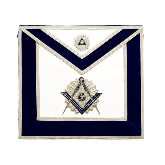 Master Mason Blue Lodge Apron – Royal Blue Velvet, Masonic Regalia with Adjustable Belt