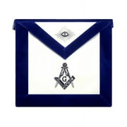 Master Mason Blue Lodge Apron - Royal Blue Velvet with Silver Hand Embroidery(Satin/Silk)