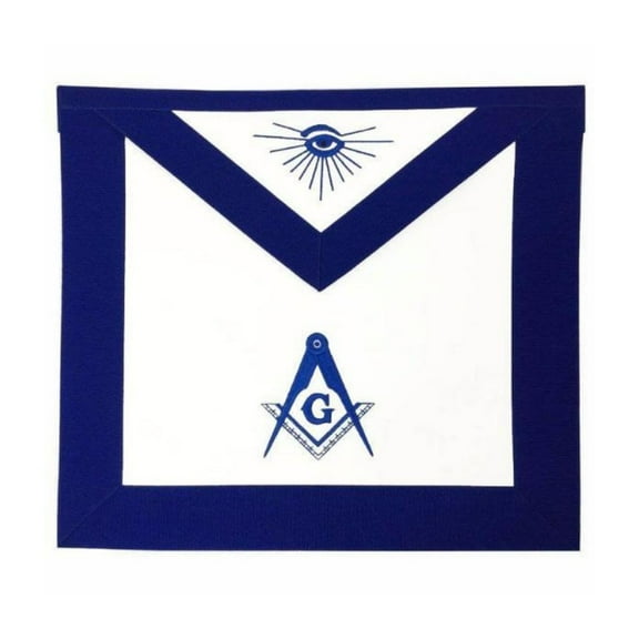 Master Mason Blue Lodge Apron – White & Navy Blue with Mixed Materials, Adjustable Masonic Regalia