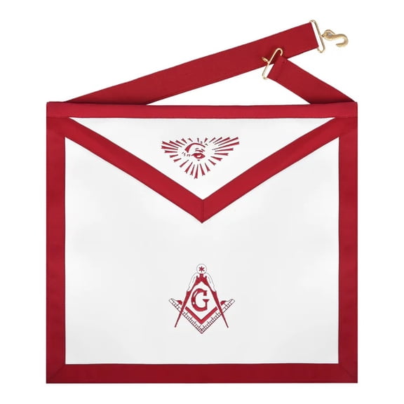 Master Mason Blue Lodge Apron – White & Red with Red Ribbon Borders
