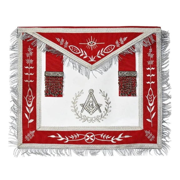 Master Mason Blue Lodge California Regulation Apron - Bold Red Machine Embroidery Apron