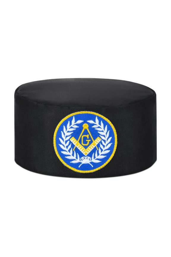 Master Mason Blue Lodge Crown Cap - Black With Blue Emblem & Wreath