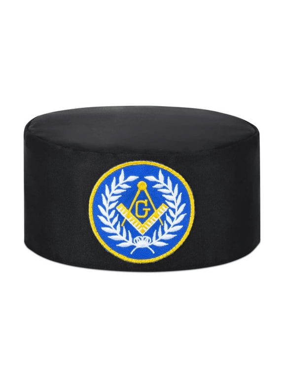 Master Mason Blue Lodge Crown Cap - Black With Blue Emblem & Wreath