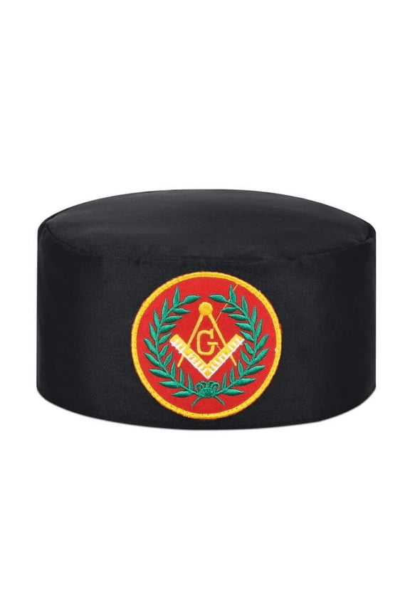 Master Mason Blue Lodge Crown Cap - Black With Red Emblem & Wreath