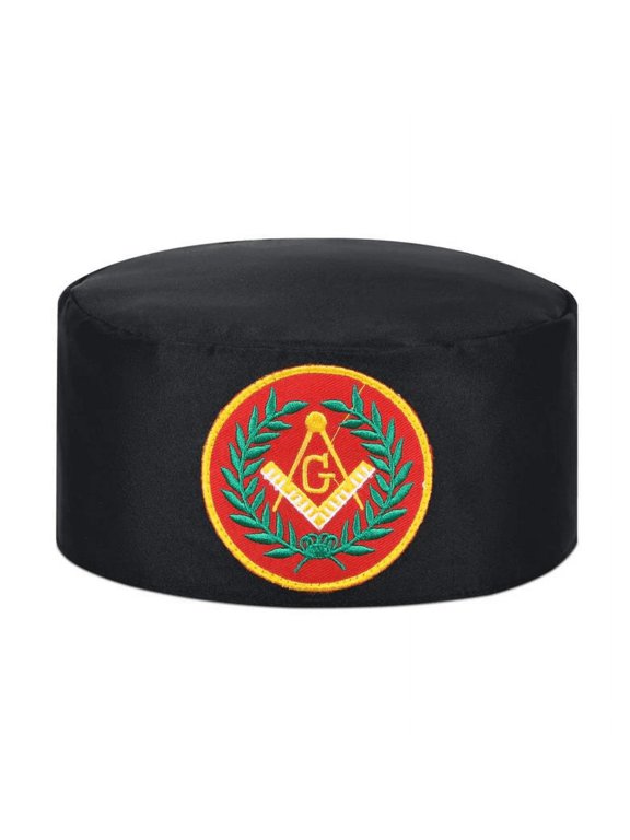 Master Mason Blue Lodge Crown Cap - Black With Red Emblem & Wreath