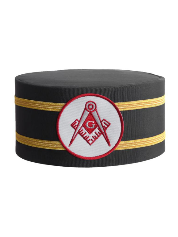 Master Mason Blue Lodge Crown Cap - White & Red With Double Braid