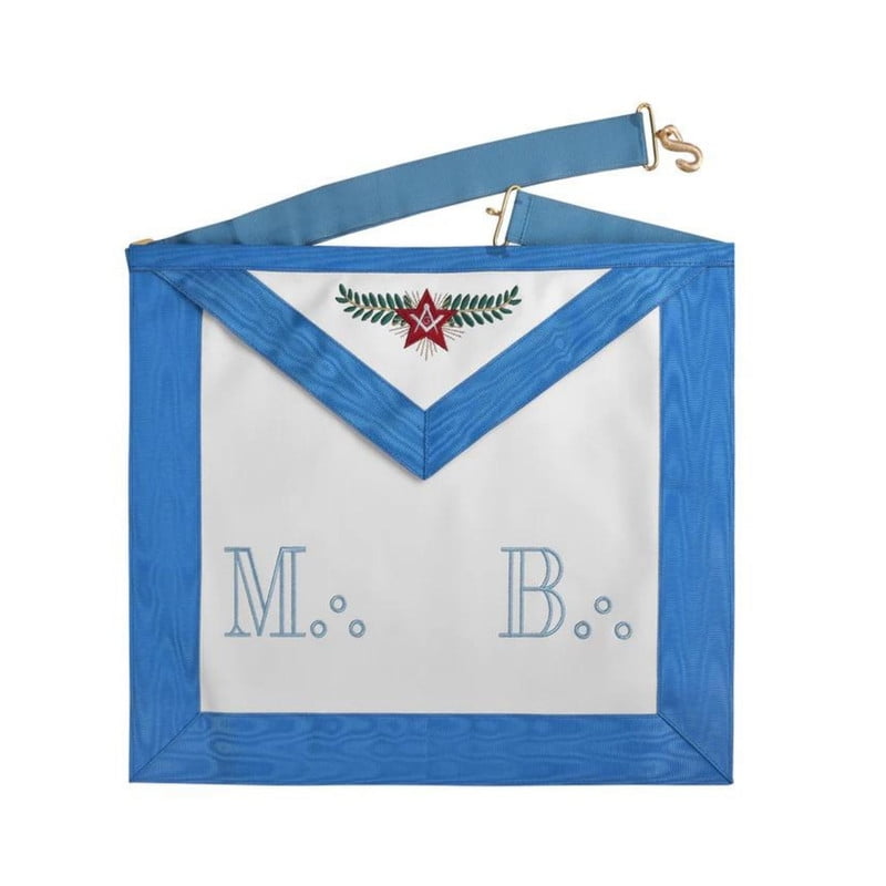 Master Mason Blue Lodge French Regulation Apron Blue Ribbon Machine