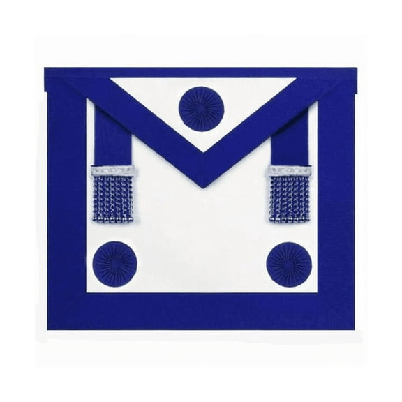 Master Mason Blue Lodge Massachusetts Regulation Apron - Royal Blue with Silver Accents(Synthetic)