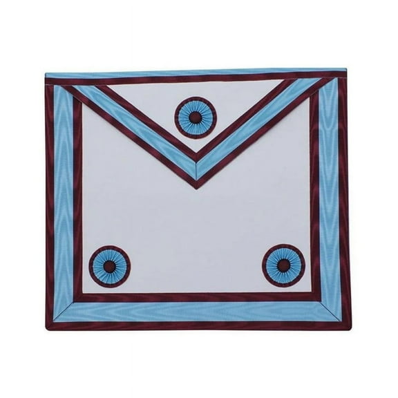 Master Mason Mark English Regulation Apron - Sky Blue & Maroon with Silver Plated Snake Fitting