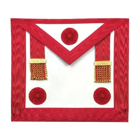 Master Mason Scottish Rite Apron - Turquoise Moire with Rosettes and Gold-Plated Snake Fitting