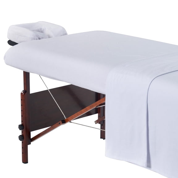 Master Massage 100% Cotton Flannel Sheet Set(3-pc Sheet Set) for Massage Table- Pure White