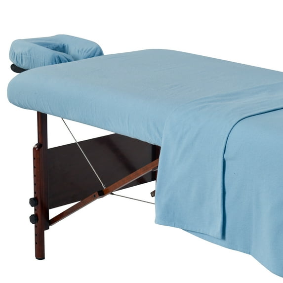 Master Massage 100% Cotton Flannel Sheet Set(3-pc Sheet Set) for Massage Table- Sky Blue