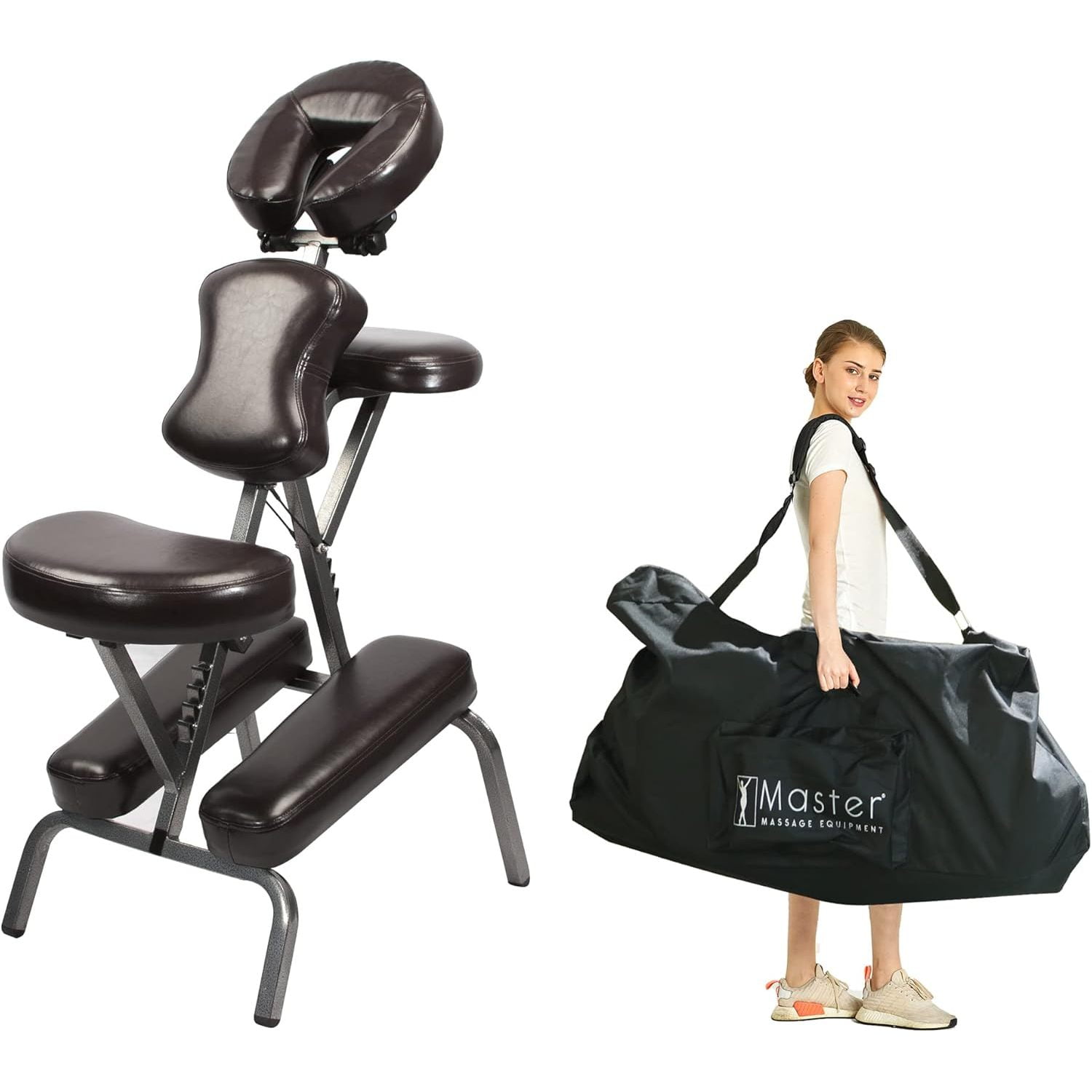 Master Massage Bedford Full Body Portable-Lightweight Carrying Case-Tattoo Height Adjustable Folding Face Cradle Salon, Massage Chair SPA, Coffee