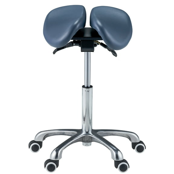 Master Massage Berkeley MS13D Ergonomic Posture Saddle Chair-Two-part Saddle Stool- Hydraulic Swivel Rolling Seat Stool - Aluminum Base with Soft Rubber Wheel Casters-Royal Blue
