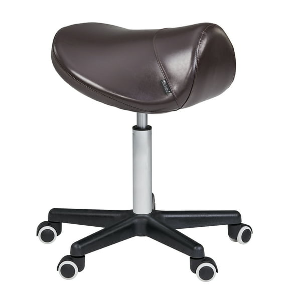 Master Massage Ergonomic Swivel Saddle Rolling Hydraulic Stool in Coffee for clinic,spas,salons,debtists,classrooms,home,office
