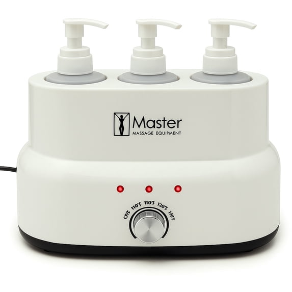 Master Massage Oil and Lotion Warmer with 3 Bottles, White, 11"