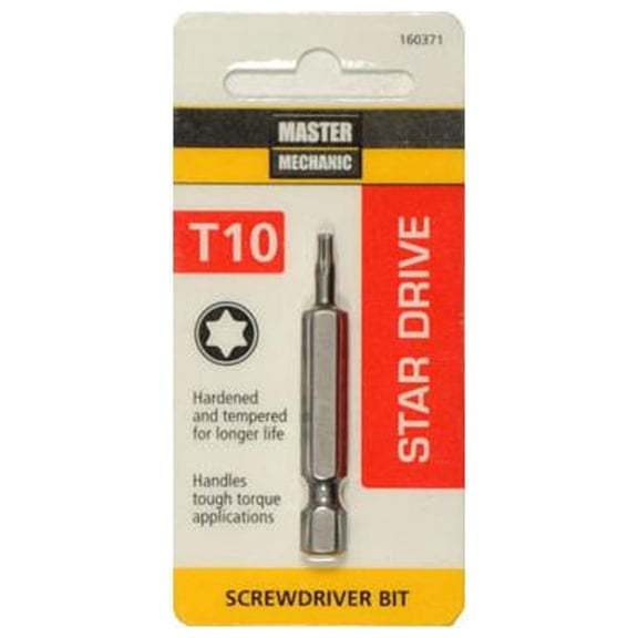 Master Mechanic 160371 Screwdriver Power Bit, TX10, 2-In. - Quantity 6